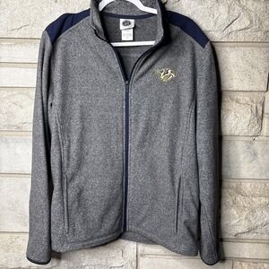 Nashville Predators Jacket Mens Medium Gray Blue Embroidered Logo Full Zip